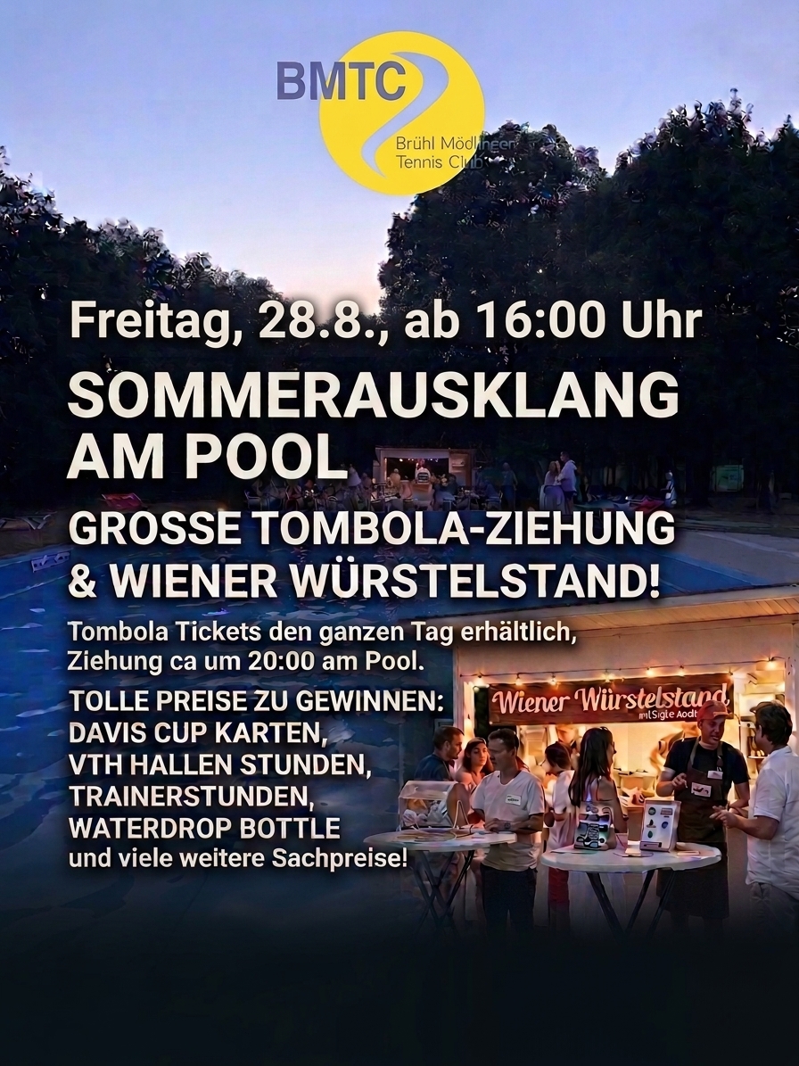 BMTC Tombola-Special zum Sommerausklang: Pool-Party & Wiener Würstelstand am 28.8.!